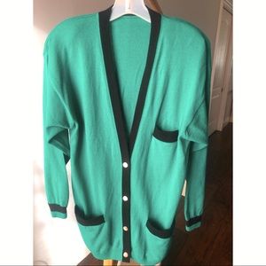 Vintage green contrast oversized cardigan gold